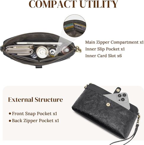 S-ZONE Leather Crossbody Bags for Women Small Bag Phone Purse RFID Blocking Clutch Purses Convertible Wristlet with 2 Straps in Saudi Arabia