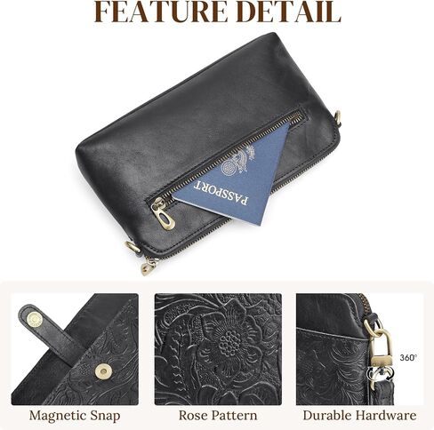 S-ZONE Leather Crossbody Bags for Women Small Bag Phone Purse RFID Blocking Clutch Purses Convertible Wristlet with 2 Straps in Saudi Arabia