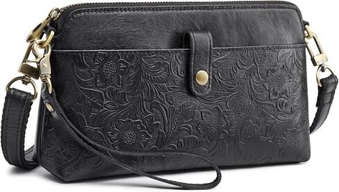S-ZONE Leather Crossbody Bags for Women Small Bag Phone Purse RFID Blocking Clutch Purses Convertible Wristlet with 2 Straps in Saudi Arabia