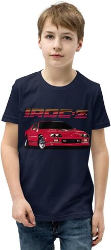 1980s Retro Chevy Camaro IROC-Z Youth Short Sleeve T-Shirt Black in Saudi Arabia