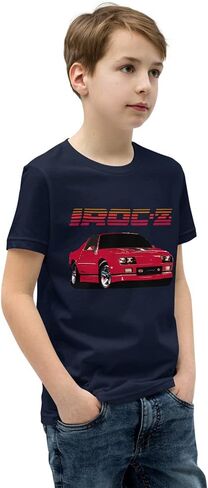 1980s Retro Chevy Camaro IROC-Z Youth Short Sleeve T-Shirt Black in Saudi Arabia
