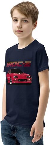 1980s Retro Chevy Camaro IROC-Z Youth Short Sleeve T-Shirt Black in Saudi Arabia