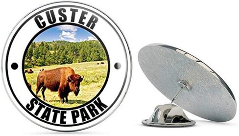 Round Custer State Park (Black Hills Dakota sd) Metal 0.75" Lapel Hat Pin Tie Tack Pinback in Saudi Arabia