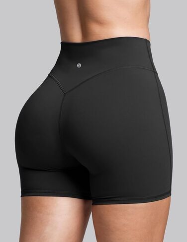 Sogetdo Tummy Control Biker Shorts for Women Crossover High Waisted Butt Lifting No Front Seam Gym Yoga Shorts in Kuwait