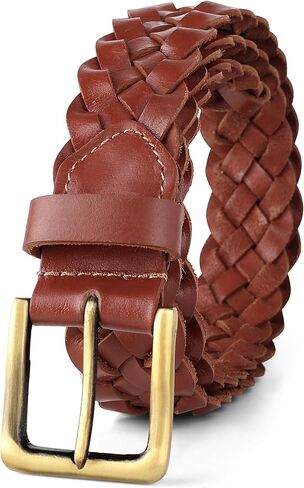 أحزمة مضفر من الجلد الكلاسيكية للرجال - الحزام الجلدي المنسوج غير الرسمي للرجال للباس اللباس in Kuwait