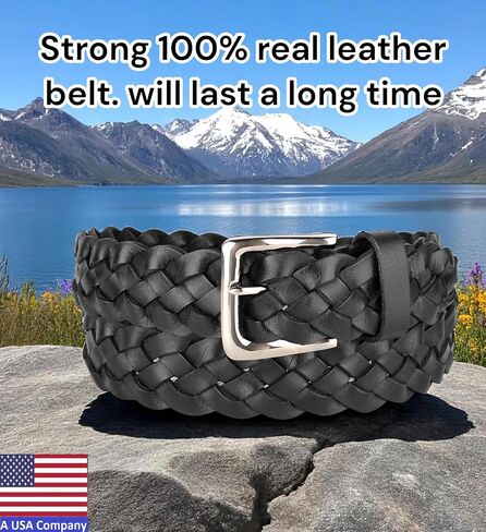 F&L CLASSIC Leather Braided Belts for Men - Mens Casual Woven Leather Belt for Dress Pants in Kuwait