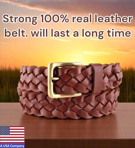 أحزمة مضفر من الجلد الكلاسيكية للرجال - الحزام الجلدي المنسوج غير الرسمي للرجال للباس اللباس in Kuwait