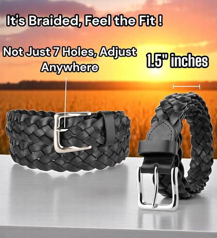 F&L CLASSIC Leather Braided Belts for Men - Mens Casual Woven Leather Belt for Dress Pants in Kuwait