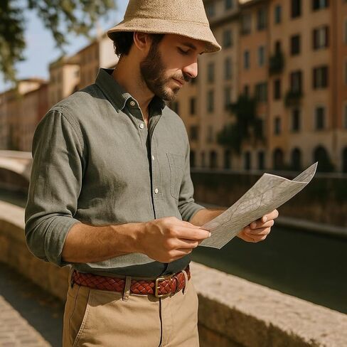 أحزمة مضفر من الجلد الكلاسيكية للرجال - الحزام الجلدي المنسوج غير الرسمي للرجال للباس اللباس in Kuwait