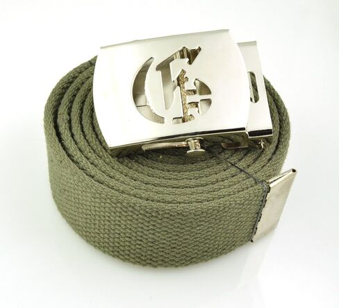 Old English Initial"G" Canvas Military Web Belt & Silver Buckle 60 Inch in Saudi Arabia