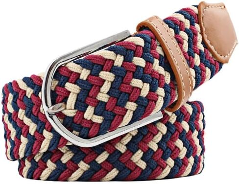 Pooyikoi Mixed Color Woven Braided Stretch Belts for Men & Women Elastic Canvas Woven Belts for Jeans Pants in Saudi Arabia