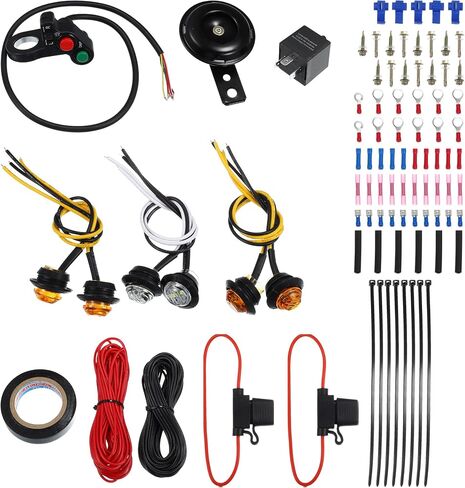 X AutoHaux 1 Set Universal UTV ATV SXS Scooter Amber Red LED Turn Signal Horn Kit مع مقابض تبديل التبديل الفلاش ترحيل الشارع القانوني in Saudi Arabia