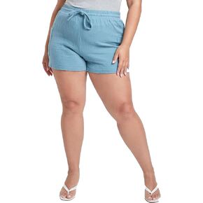 YMI Women's Plus Size Cotton Shorts with Side Patch Pocket in Saudi Arabia