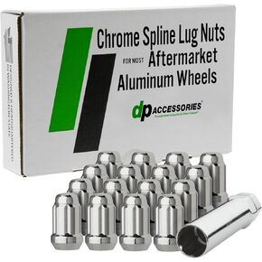 DPAccessories Lug Nuts متوافقة مع 2006-2011 Kia Rio5 | chrome spline نمط | عجلات الألمنيوم ما بعد البيع فقط | مجموعة من 16 عجلة المكسرات و 1 أداة | DKIRI502A-CH/1 in Saudi Arabia