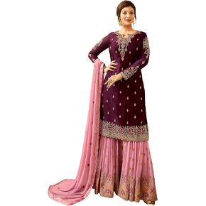 Indian/Pakistani Eid Ramzan Party Wear Wedding Wear Sharara Style Salwar Suit for Women in Saudi Arabia