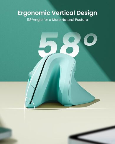 seenda Ergonomic Vertical Mouse with Jiggler - Bluetooth + 2.4G USB Multi Device, Wireless Ergo Mouse, Jiggler Mouse Mover for Laptop/PC/Notebook, Computer Mice for Windows, Mac OS, Black in Saudi Arabia