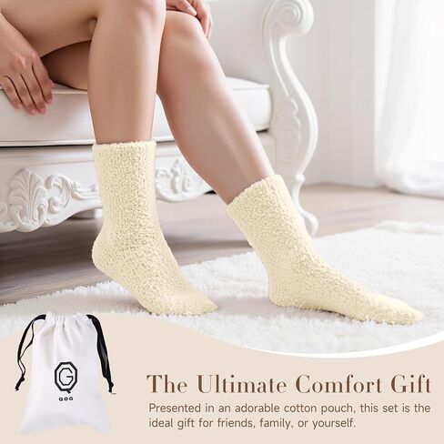 QOG Cozy Cloud Socks - Fuzzy Socks for Women & Men, Warm & Unisex - Soft, Fluffy Sleep Sock - Relaxation Gift in Kuwait