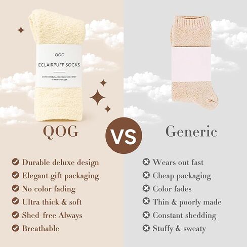 QOG Cozy Cloud Socks - Fuzzy Socks for Women & Men, Warm & Unisex - Soft, Fluffy Sleep Sock - Relaxation Gift in Kuwait