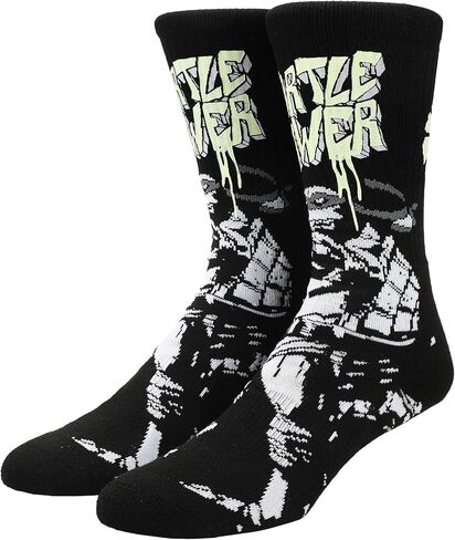 BioWorld Teenage Teenage Mutant Ninja Turtles UV Color Change Turtle Power Power Power Men Black Athletic Crew Sock in Saudi Arabia