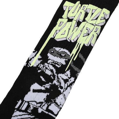 BioWorld Teenage Teenage Mutant Ninja Turtles UV Color Change Turtle Power Power Power Men Black Athletic Crew Sock in Saudi Arabia