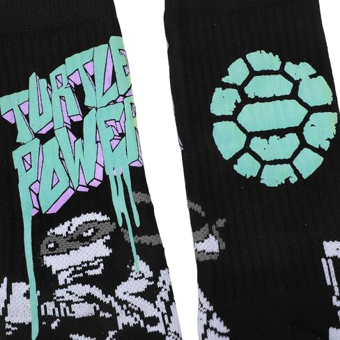 BioWorld Teenage Teenage Mutant Ninja Turtles UV Color Change Turtle Power Power Power Men Black Athletic Crew Sock in Saudi Arabia