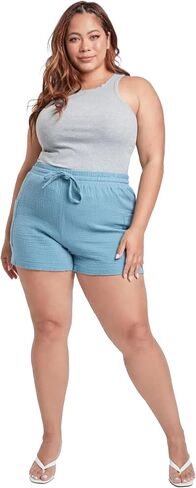 YMI Women's Plus Size Cotton Shorts with Side Patch Pocket in Saudi Arabia
