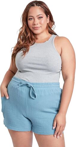 YMI Women's Plus Size Cotton Shorts with Side Patch Pocket in Saudi Arabia