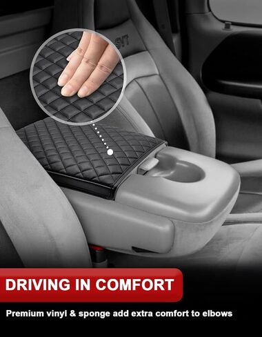 KBH Center Censole Cover Armrest Tover 1997 1998 1999 2000 2001 2002 2003 Ford F150 ، Middle Console Lid Cushion ، Exclied Vinyl Leather Interior ، Black (Fits Jump Seat فقط) in Saudi Arabia