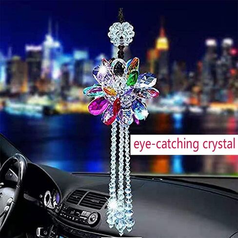 Crystal Girly Car Decor Accessories, Rear View Mirror Pendant, Multicolor Car Hanging Ornament Home Office Decor in Saudi Arabia