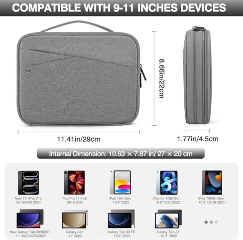 حقيبة كمبيوتر لوحي مقاس 9-11 بوصة من MoKo لجهاز iPad Pro M4 وAir M2 2024 الجديد مقاس 11 بوصة، وiPad الجيل العاشر 10.9، وiPad Air 5/4th 10.9، وiPad 9/8th 10.2، وحقيبة iPad مزدوجة الطبقات مع مقبض حمل مانع للانزلاق، أسود in Saudi Arabia