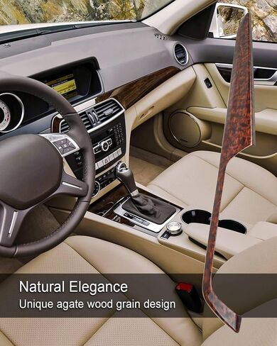 Wood Grain Car Center Console Dashboard Cover Panel Compatible with Mercedes Benz C-Class C180 C250 C300 C63 2012 2013 2014, Interior Self-Adhesive Center Dash Strip Trim, Agate Wood Grain in Saudi Arabia