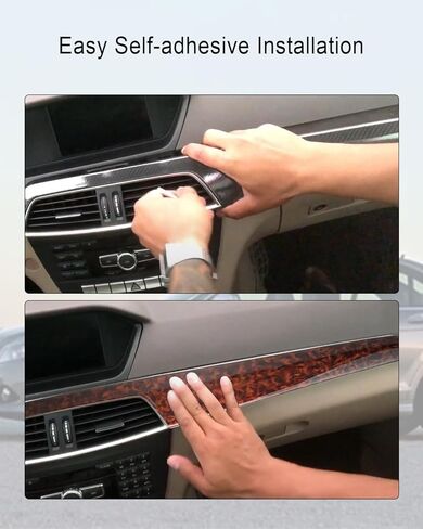 Wood Grain Car Center Console Dashboard Cover Panel Compatible with Mercedes Benz C-Class C180 C250 C300 C63 2012 2013 2014, Interior Self-Adhesive Center Dash Strip Trim, Agate Wood Grain in Saudi Arabia