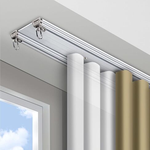 Double Row Curtain Tracks, Heavy Duty Drop Curtain Rails, Aluminum Alloy Ceiling Drape Track Set, For Living Room Bedroom Hospital(6.3m(20.6ft)) in Saudi Arabia