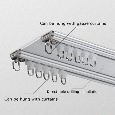Double Row Curtain Tracks, Heavy Duty Drop Curtain Rails, Aluminum Alloy Ceiling Drape Track Set, For Living Room Bedroom Hospital(6.3m(20.6ft)) in Saudi Arabia