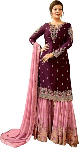 الهندي/الباكستاني عيد رامزان حفلة ارتداء حفل زفاف ارتداء شارارا على طراز سلوار للنساء in Saudi Arabia