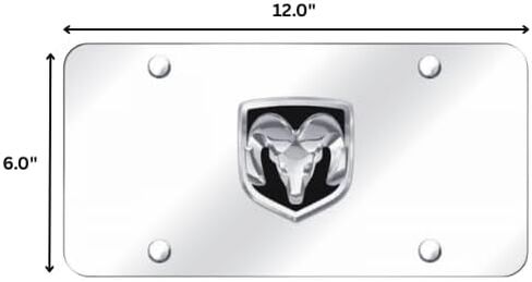 Au-TOMOTIVE GOLD, INC. Officially Licensed 3D Logo Stainless Steel License Plate for Dodge RAM (Chrome) in Saudi Arabia