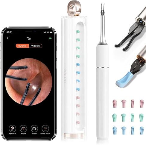 MEKK Ear Wax Removal Kit S5 with 10 MP Camera, Precision Tweezers, 12 Ear Spoons, Wireless Otoscope Ear Cleaner for iOS & Android in Kuwait