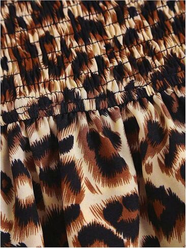 Milumia Women's Leopard Printed Skirt Ruffle Hem Layer Smocked Short Skirts in Saudi Arabia