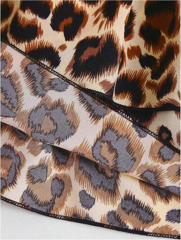 Milumia Women's Leopard Printed Skirt Ruffle Hem Layer Smocked Short Skirts in Saudi Arabia
