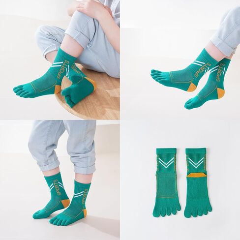 2 Pairs Cotton Five Finger Toe Socks Athletic Sports Breathable Mesh Seperated Socks for Boys Girls Kids Teens 6-15 Years in Saudi Arabia