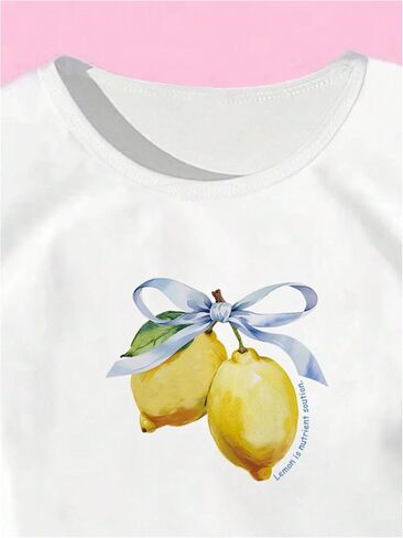 SweatyRocks Girl's Lemon Shirts Graphic Print Short Sleeve Crew Neck Fitted Y2K T Shirts in Saudi Arabia