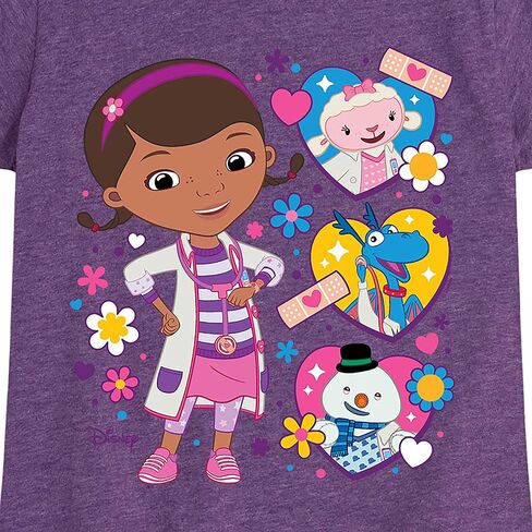 ديزني - Doc McStuffins - Doc with Friends Hearts - Toddler and Youth Girls Shirt Sere Shirt in Kuwait