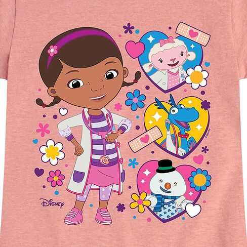 ديزني - Doc McStuffins - Doc with Friends Hearts - Toddler and Youth Girls Shirt Sere Shirt in Kuwait