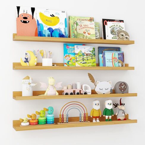 Axeman White Floating Shelves for Wall - Picture Ledge Shelf Set of 4-24 Inch Floating Shelves with Lip - Picture Shelf for Wall with Ledge - Photo Ledge Shelves for Pictures Nursery Books in Kuwait