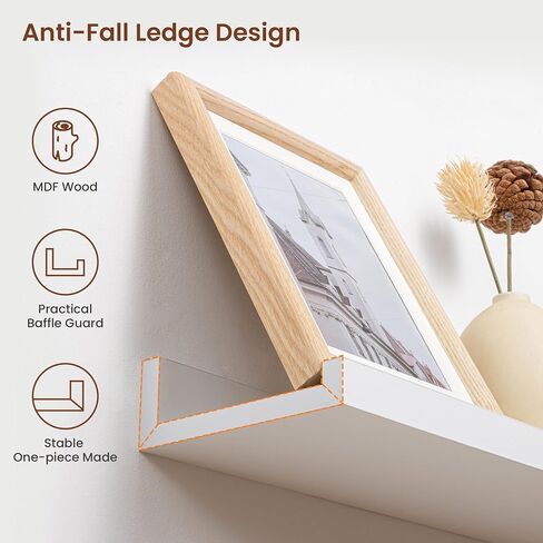 Axeman White Floating Shelves for Wall - Picture Ledge Shelf Set of 4-24 Inch Floating Shelves with Lip - Picture Shelf for Wall with Ledge - Photo Ledge Shelves for Pictures Nursery Books in Kuwait