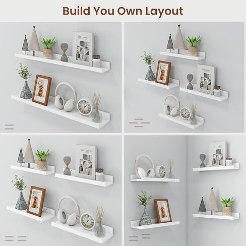 Axeman White Floating Shelves for Wall - Picture Ledge Shelf Set of 4-24 Inch Floating Shelves with Lip - Picture Shelf for Wall with Ledge - Photo Ledge Shelves for Pictures Nursery Books in Kuwait