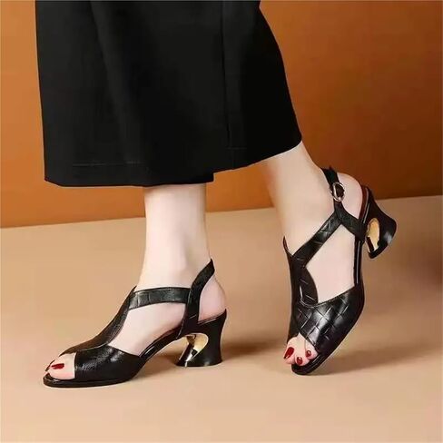 Women's Chunky Heel Sandals Comfortable Soft Sole Open Toe Breathable Ankle Boots Sexy Party Dresses High Heels in Saudi Arabia