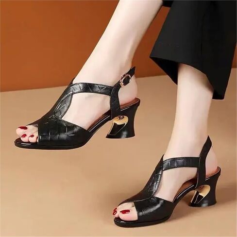 Women's Chunky Heel Sandals Comfortable Soft Sole Open Toe Breathable Ankle Boots Sexy Party Dresses High Heels in Saudi Arabia