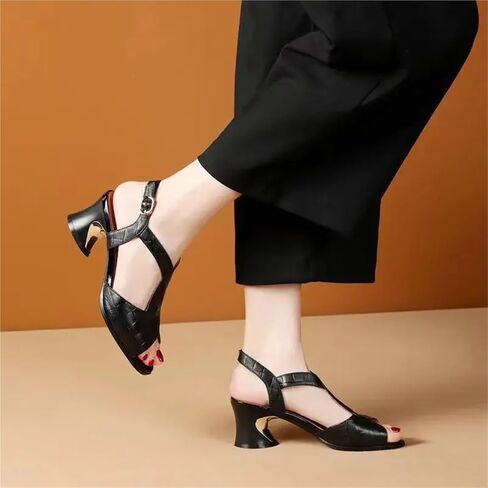 Women's Chunky Heel Sandals Comfortable Soft Sole Open Toe Breathable Ankle Boots Sexy Party Dresses High Heels in Saudi Arabia