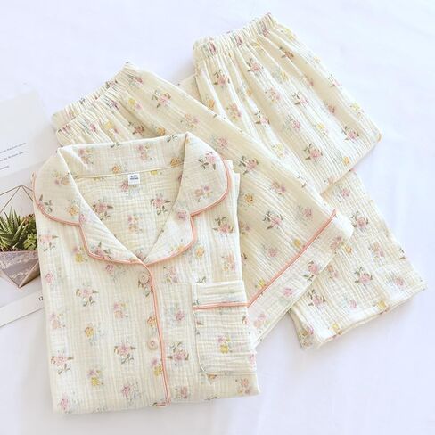 Womens 3pcs Cotton Pajamas Set Short Sleeve Sleepwear Fruit Print Cute Pj Set with Long Pants in Saudi Arabia